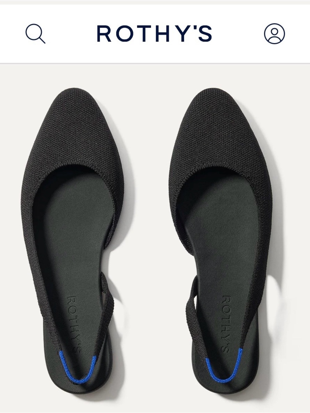 New in box Rothy's Women's Black Knit Almond Slingback Flats